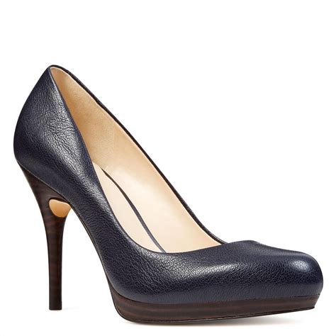 nine west navy blue platform pumps|More.